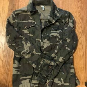 Army Green Camo Button Up Top